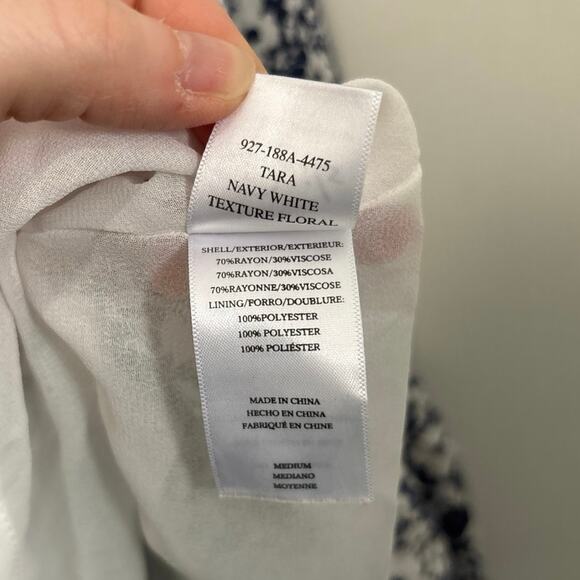 Rails Tara Navy Blue and White Lined Floral Dress Size Medium - Picture 8 of 9